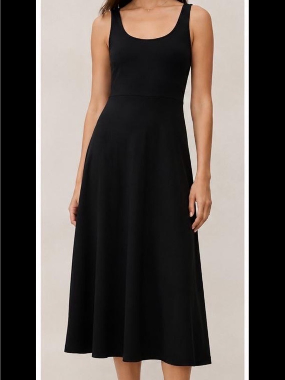 J Crew Black Scoop Neck Midi Dress - Women's Classic Tank Style - Picture 2 of 6
